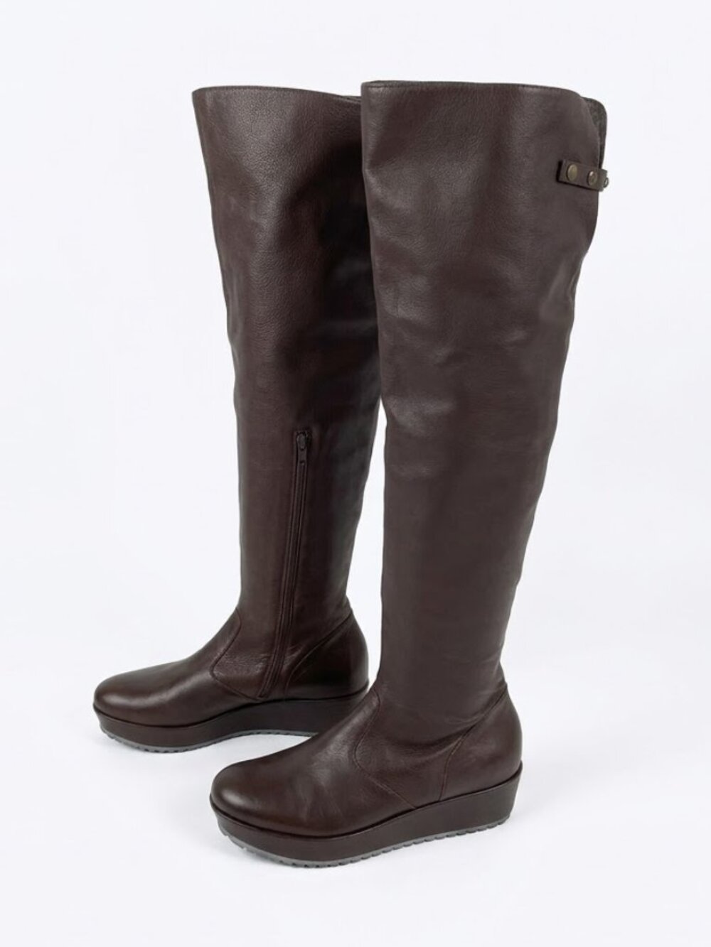 Koba Italy DaArk Brown Leather Over the Knee OTK Platform Wedge Boots SZ 8.5